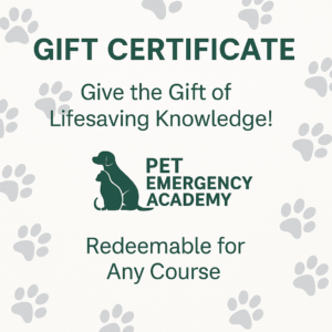 Gift Certificate for One Deluxe Pet CPR, First Aid or Animal Emergency Certification Course